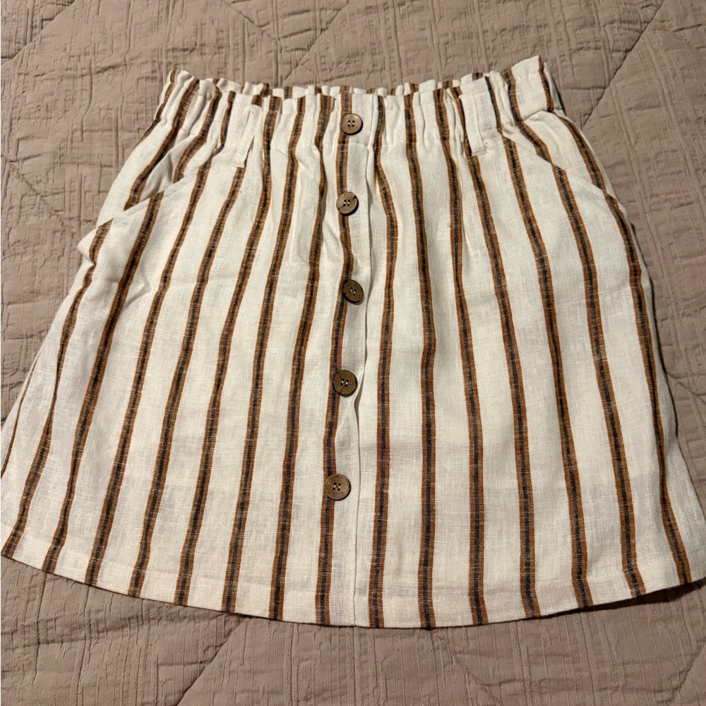 Love Tree Brown and White Striped Mini Skirt